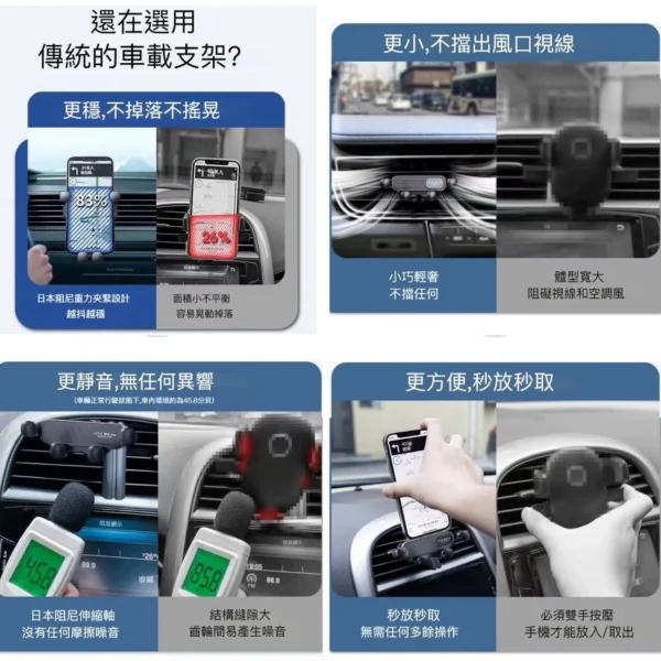 車用手機架 萬向調節 又小又穩 重力手機架 車用手機支架 出風口手機架 不擋出風口手機架